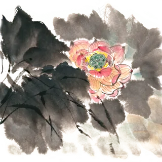 优美的荷花水墨画PNG免抠素材