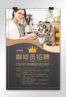 招聘咖啡员招聘宣传海报
