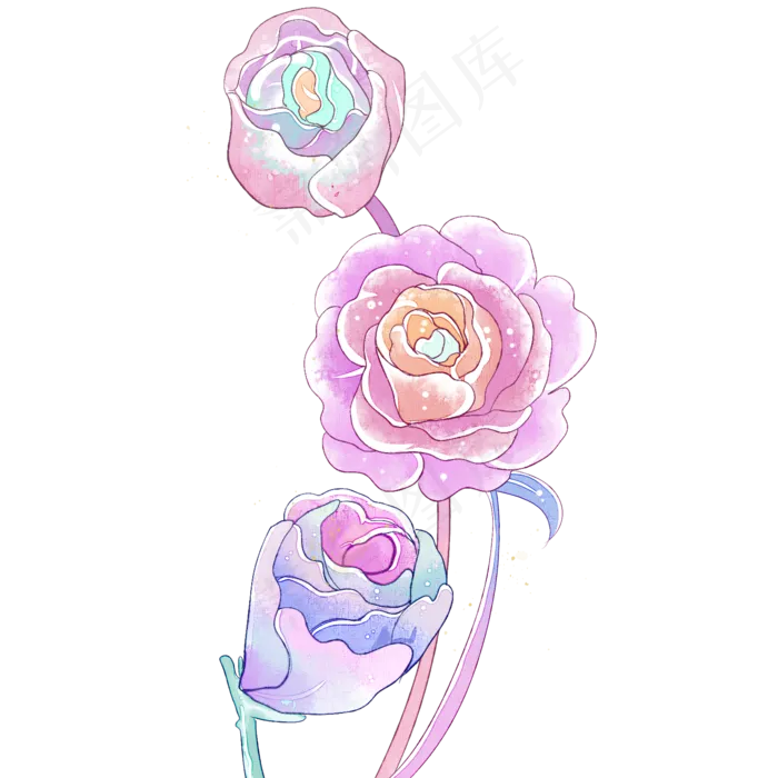 梦幻渐变花朵玫瑰(2000X2000(DPI:299))psd模版下载