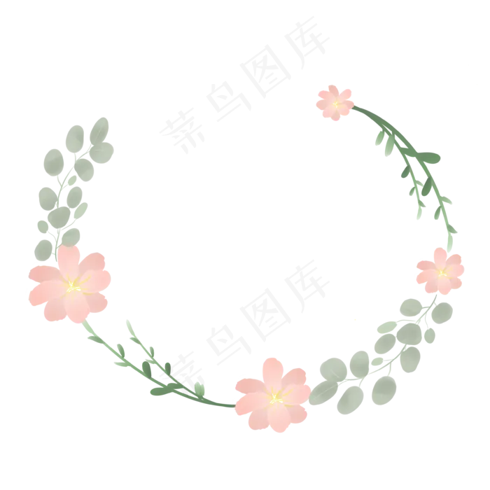 粉色文艺风花草花环边框(3543X3543(DPI:299))psd模版下载