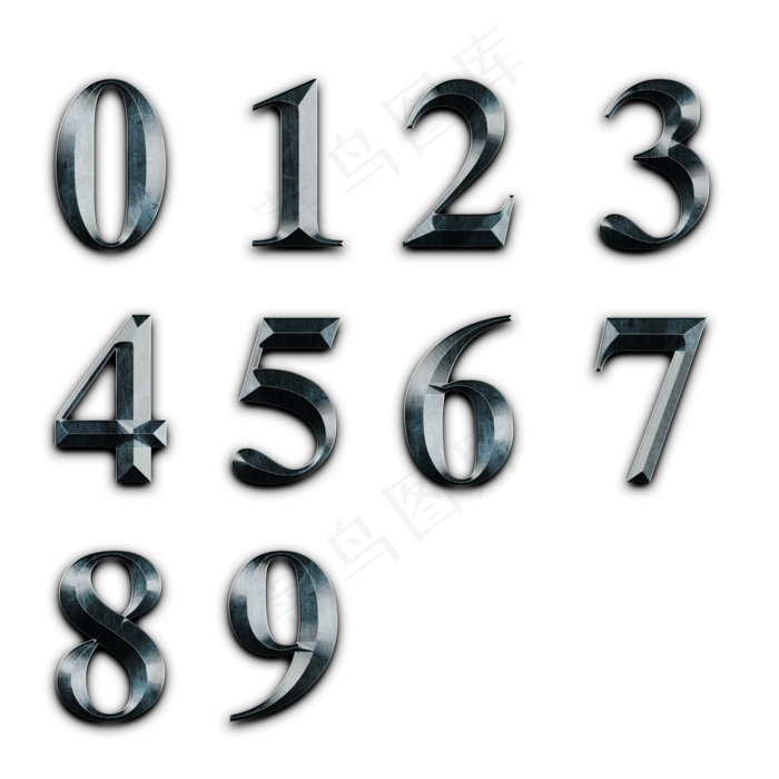 原创刚硬金属数字立体字