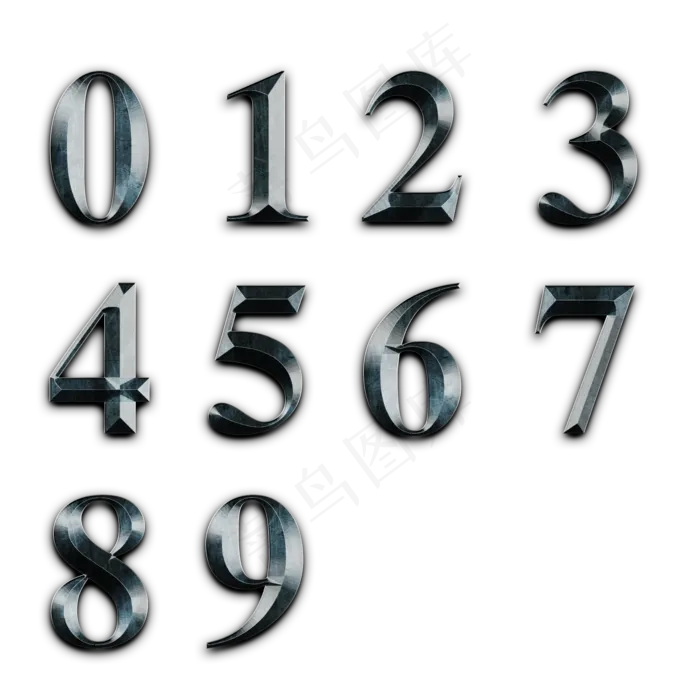 原创刚硬金属数字立体字(2000X2000(DPI:150))psd模版下载