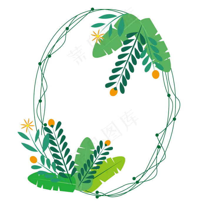 绿色清新花草边框(2000*2000px 300 dpi )ai矢量模版下载