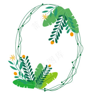 绿色清新花草边框
