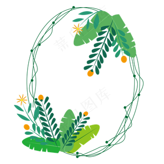 绿色清新花草边框