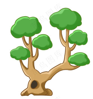 卡通绿色大树插图