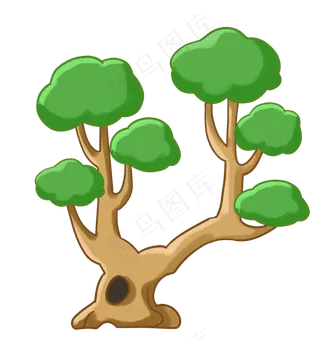 卡通绿色大树插图