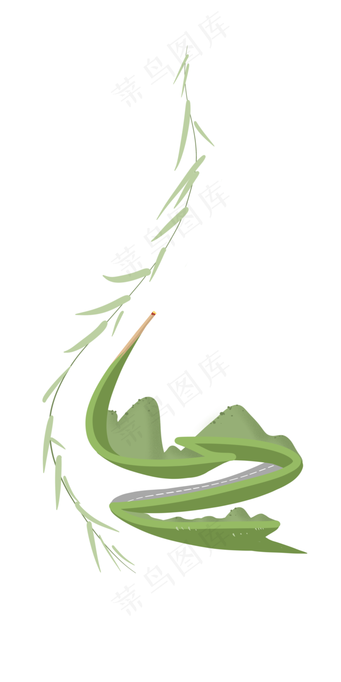 春季杨柳植物插画