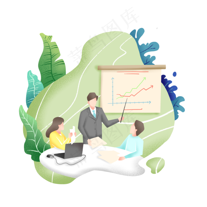 商务办公绿植噪点风格,免抠元素