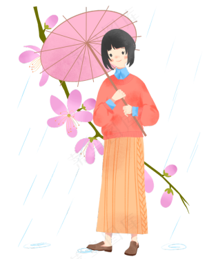 清明节雨伞女孩