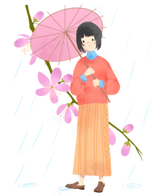 清明节雨伞女孩