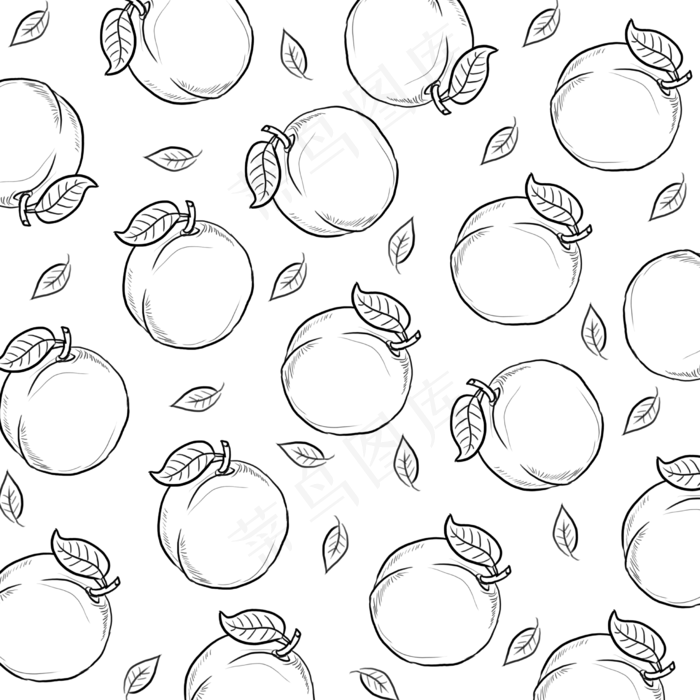 水果小清新手绘线条桃子(2480X2480(DPI:300))psd模版下载