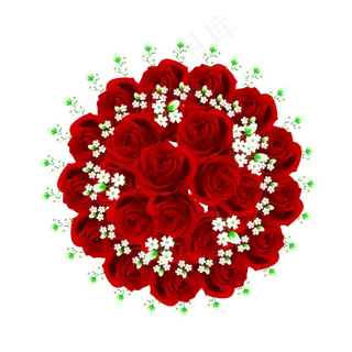 花篮手绘情人节浪漫玫瑰花束植物