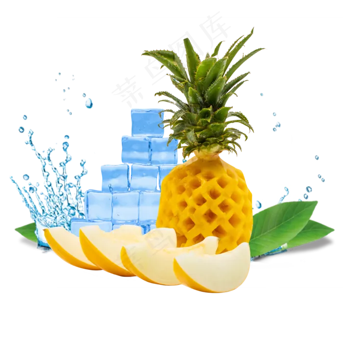 黄色冰镇水果菠萝(2000X2000(DPI:300))psd模版下载