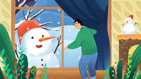 卡通手绘风冬景配图