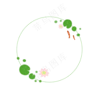 圆形荷花边框PNG