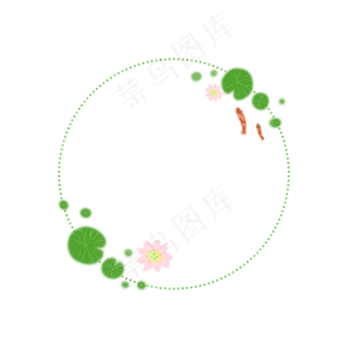 圆形荷花边框PNG