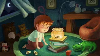 六一儿童节  节日  夜景  小男孩