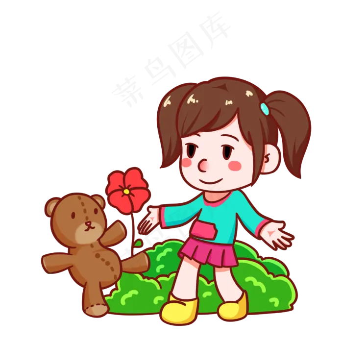 和小熊玩耍的儿童节手绘(3000X3000(DPI:299))psd模版下载
