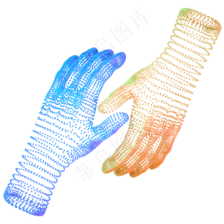 科技智能双手魔幻数据点状蓝色黄,免抠元素