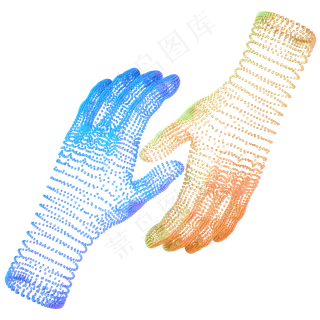 科技智能双手魔幻数据点状蓝色黄,免抠元素