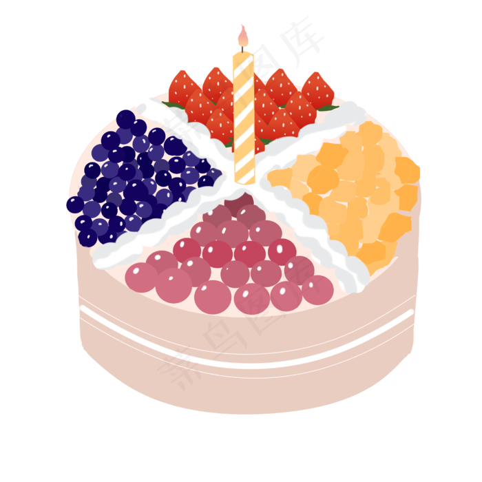 水果生日蛋糕(2894X2894(DPI:350))psd模版下载