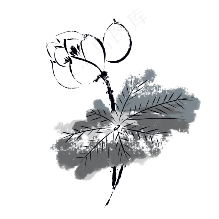 中国风荷花水墨(2000X2000(DPI:299))psd模版下载