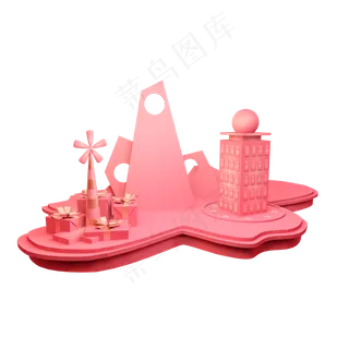 立体女王节舞台装饰,免抠元素