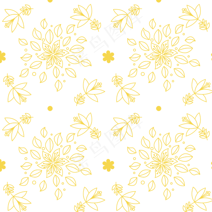 金色线描花纹底纹连续