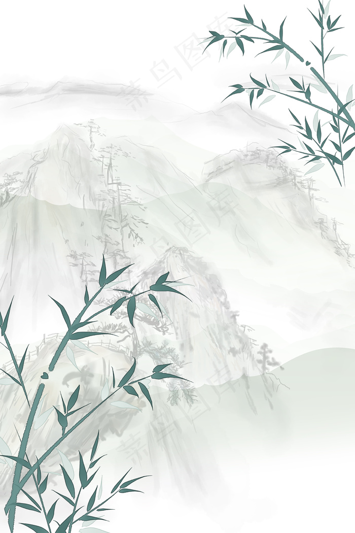 中国风竹叶水墨画