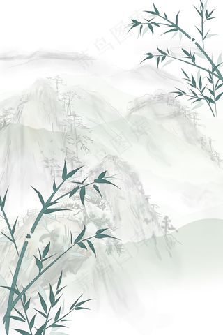 中国风竹叶水墨画