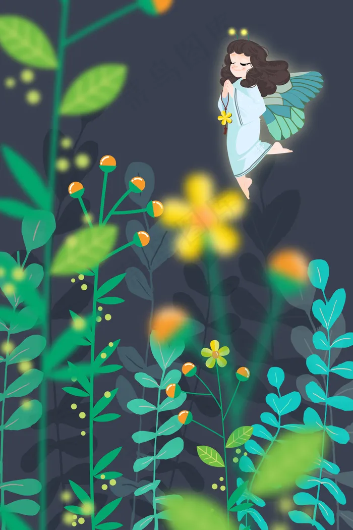 春回森林植物精灵(2000X3000(DPI:762))psd模版下载