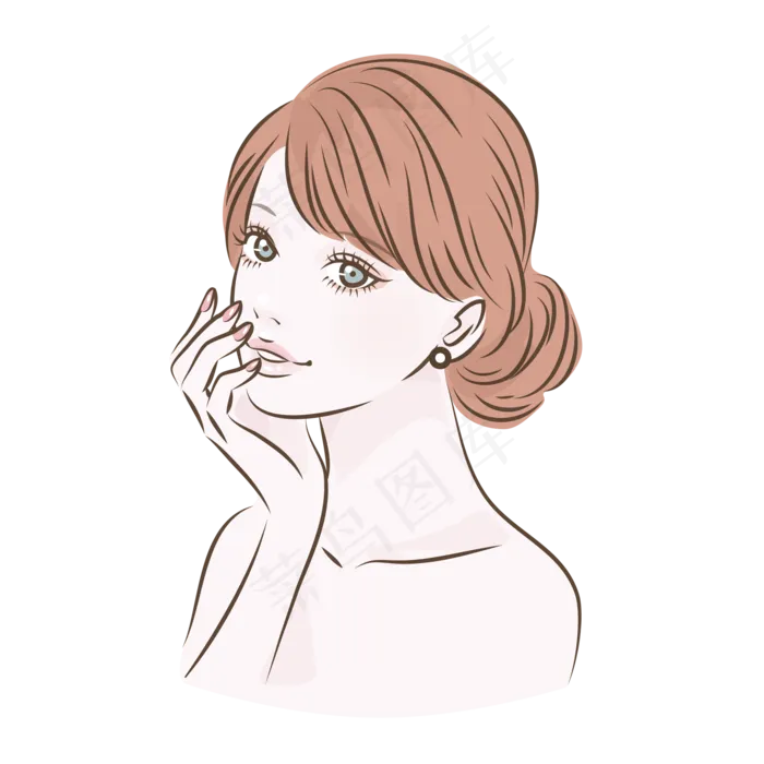 38女神节浅色系线条手绘女神元素,免抠元素(2000*2000px)ai矢量模版下载