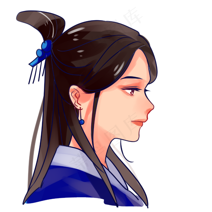 古风女孩侧脸(3000X3000(DPI:299))psd模版下载