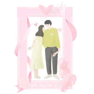 情人节柔色手绘情侣