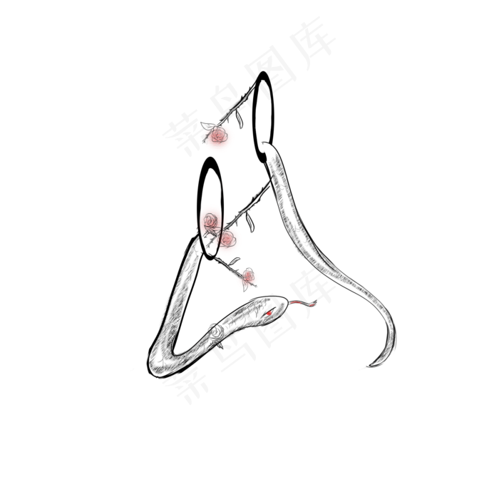 欧美暗黑系纹身手绘黑白(2000X2000(DPI:300))psd模版下载