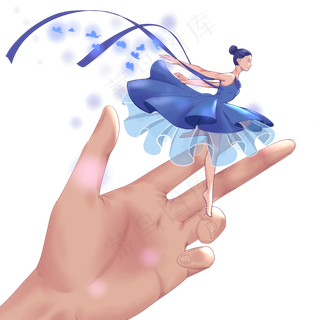 手绘在指尖跳舞的梦幻女孩