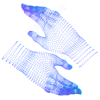 科技智能双手魔幻数据点状蓝色对,免抠元素