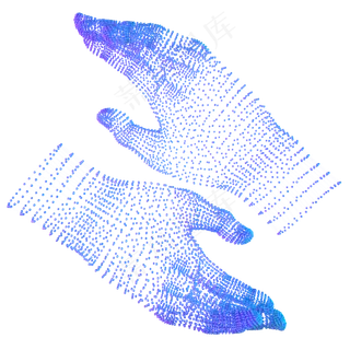 科技智能双手魔幻数据点状蓝色对,免抠元素