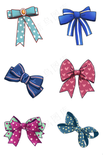 卡通蝴蝶结组图PNG免抠素材