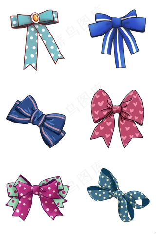 卡通蝴蝶结组图PNG免抠素材