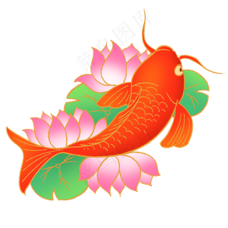 中国风锦鲤荷花