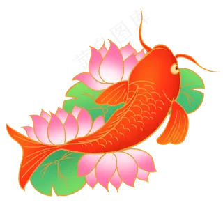中国风锦鲤荷花 中国风锦鲤荷花