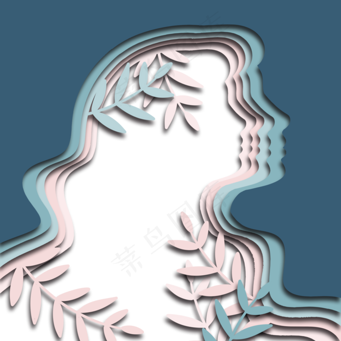 妇女节ins立体剪纸,免抠元素(3000X3000(DPI:300))psd模版下载