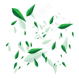 手绘植物树叶漂浮的叶子