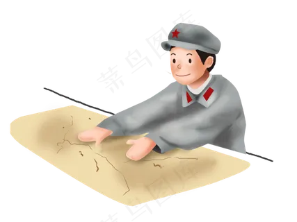 红色教育红军和地图