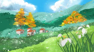 夏天草地度假风光