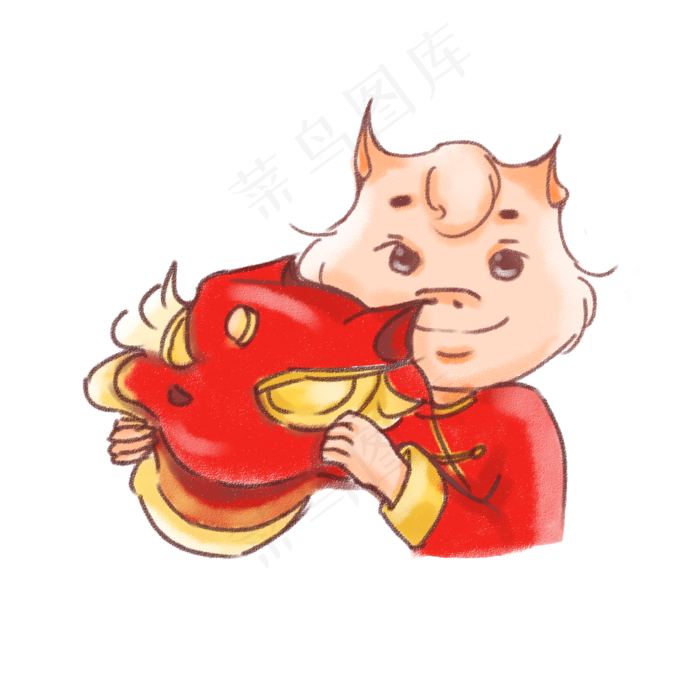 2019猪年形象卡通手绘,免抠元素