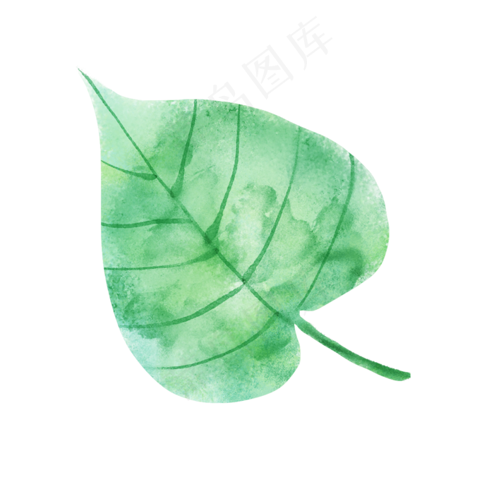 春天绿色水彩树叶,免抠元素
