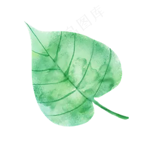 春天绿色水彩树叶,免抠元素